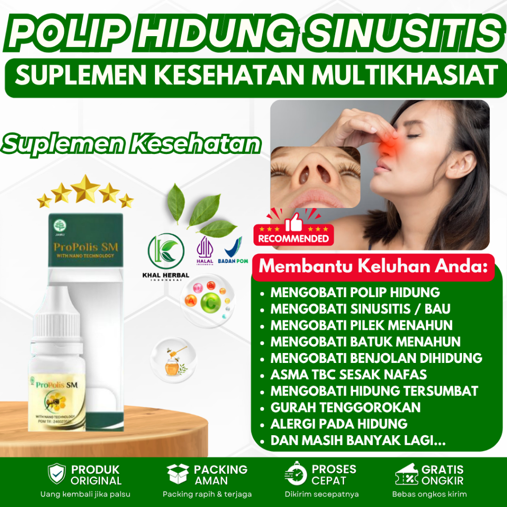 Obat Polip Hidung, Sinusitis, Hidung Bau Busuk, Benjolan Di Dalam Hidung, Flu Pilek Menahun, Pilek B