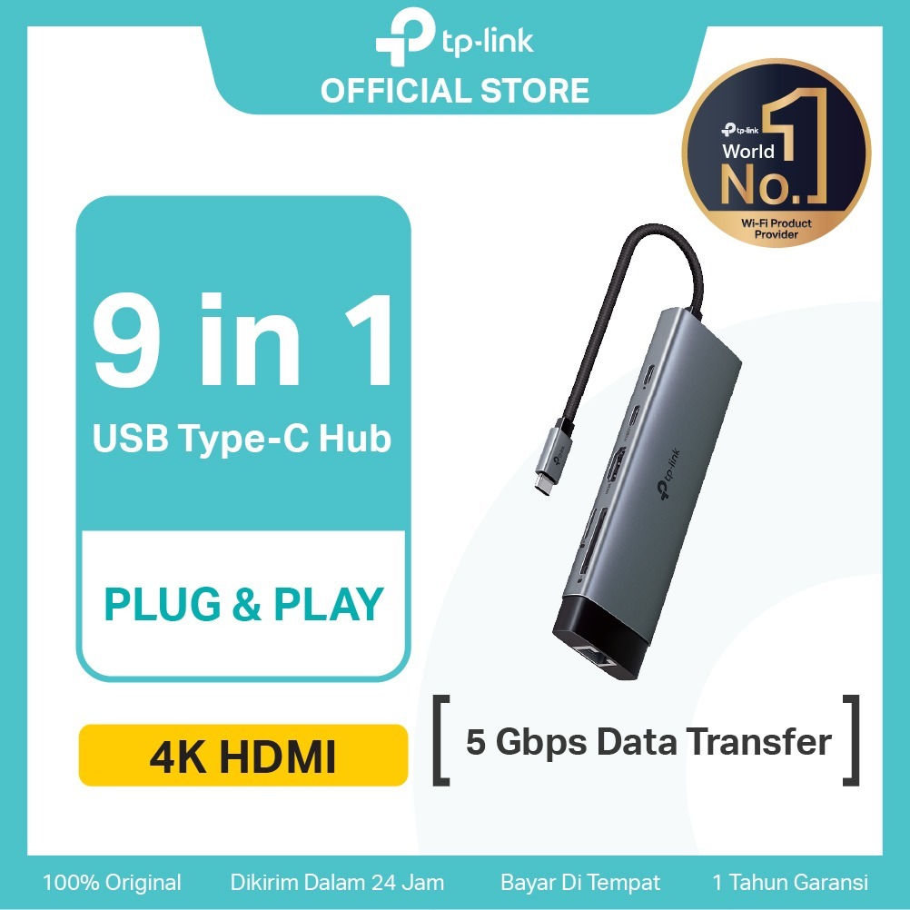 TP-Link UH9120C | 9in1 USB Hub Type C | USB 3.0 | Gigabit LAN | Card Reader | HDMI | UH6120C UA430