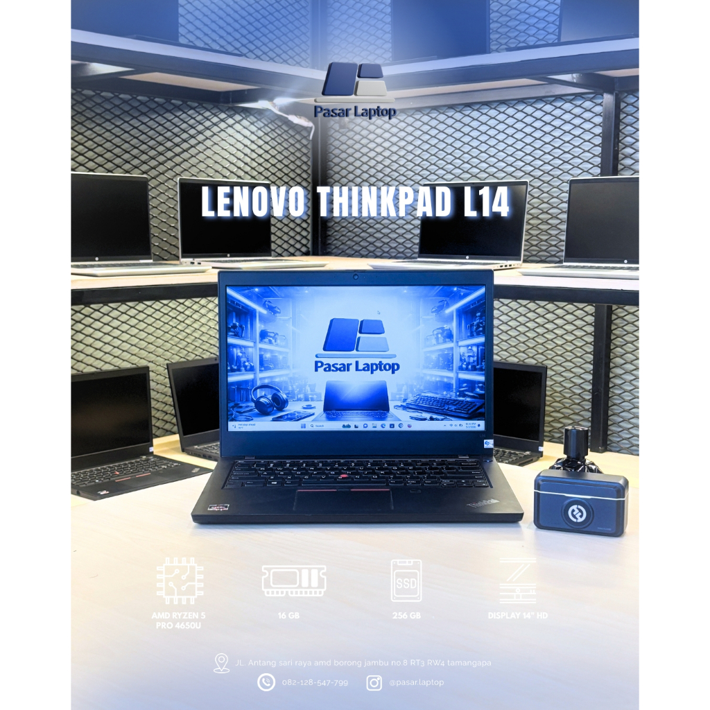 Lenovo ThinkPad L14 G1 Ryzen 5 Pro RAM 8GB SSD 256GB 14” FHD Laptop Kerja