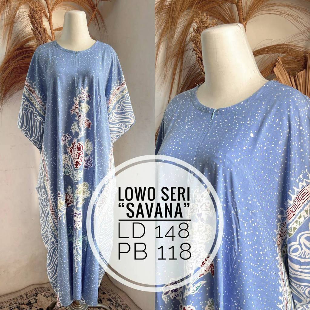 LAMOZA Daster Batik Cap Pekalongan Lowo Kalong Kelelawar Jumbo Resleting Depan Busui Rayon Super Bat