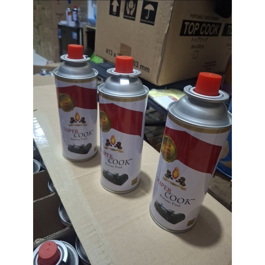 gas kaleng portabel kosongan ex resto supercook per karton isi 48 pcs