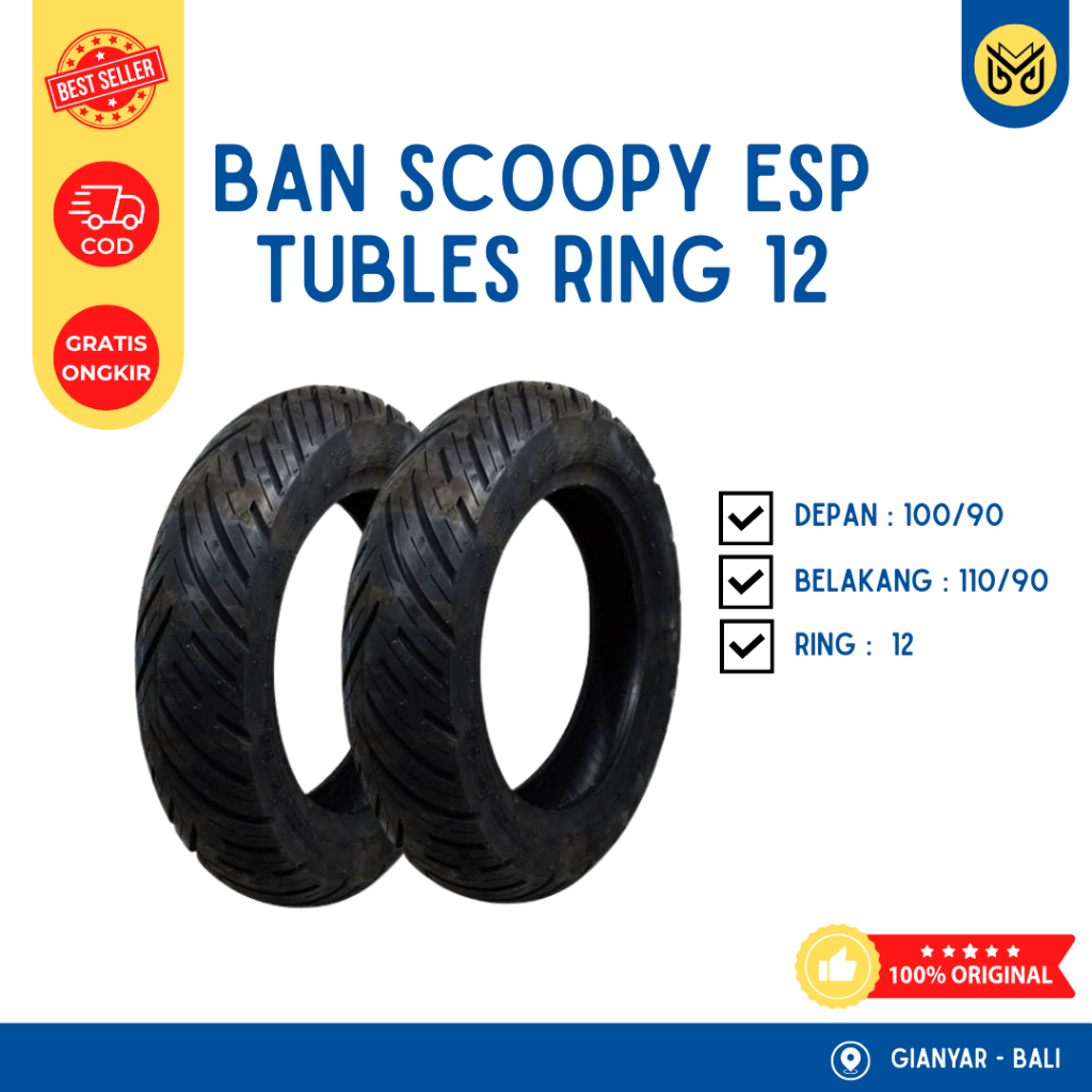 Baru ORI AHM - Ban Tubeless Honda Scoopy ESP (2017-2020) Ring 12