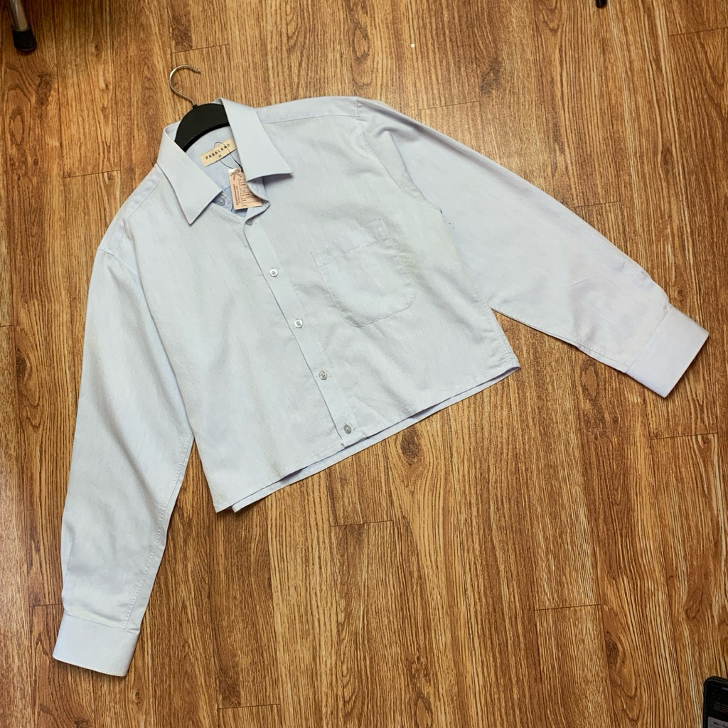 kemeja croptop babyblue katun tebal brand PARKLAND