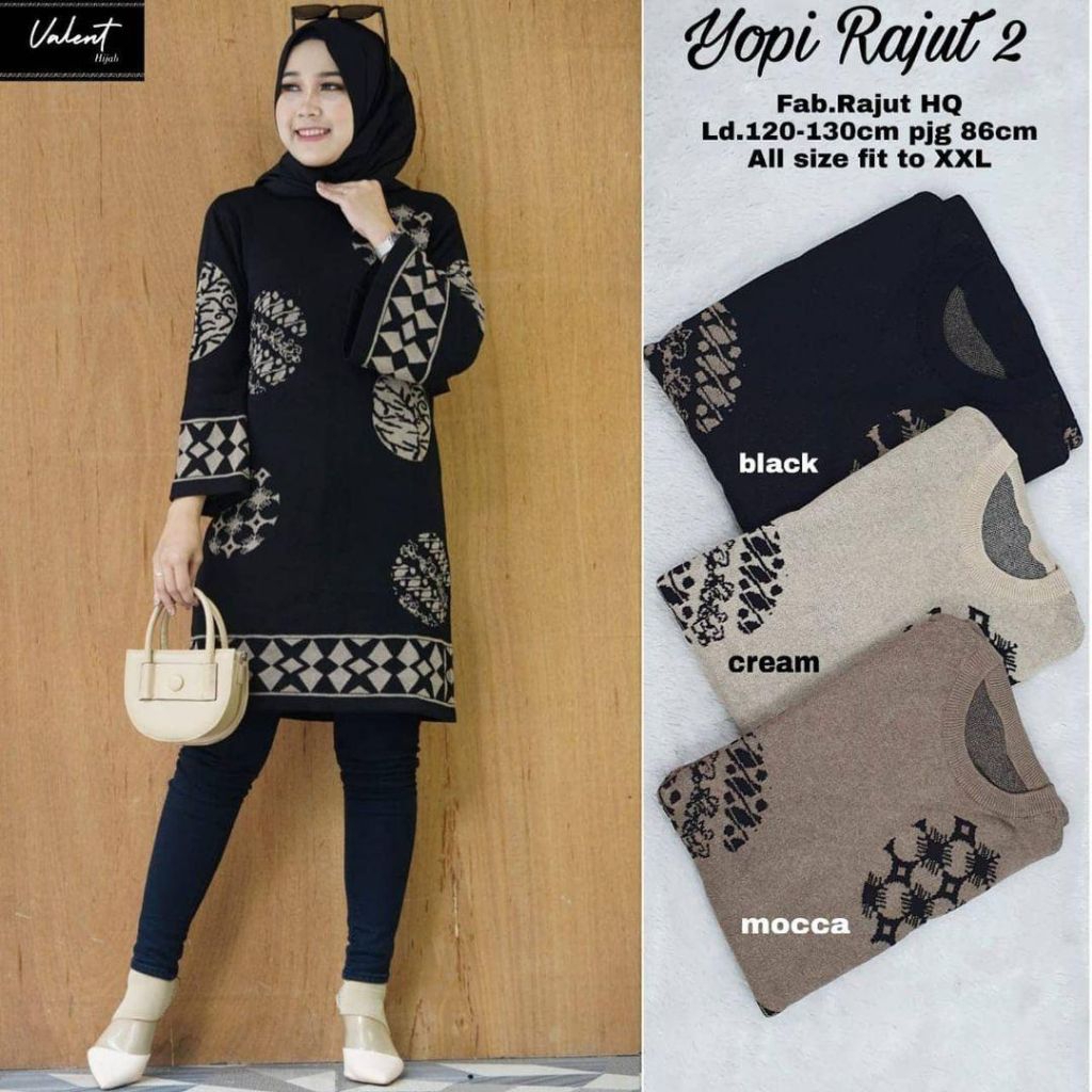 Yopi Rajut Rajut Jumbo Tunik Import Rajut Premium Wanita Muslim