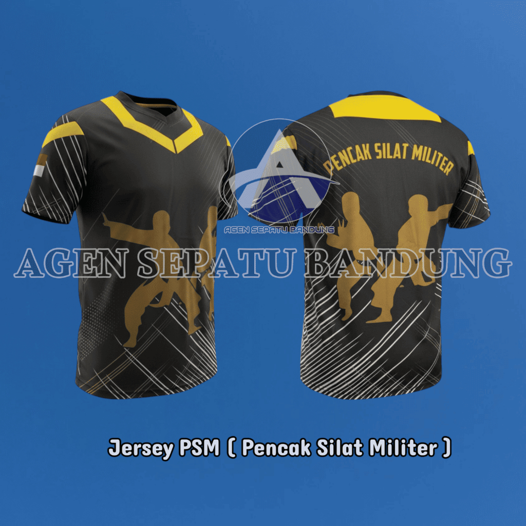 PSM Pencak Silat Kaos Jersey Pencak Silat Militer Lengan Pendek dengan Printing dan Bordir Silat Mil