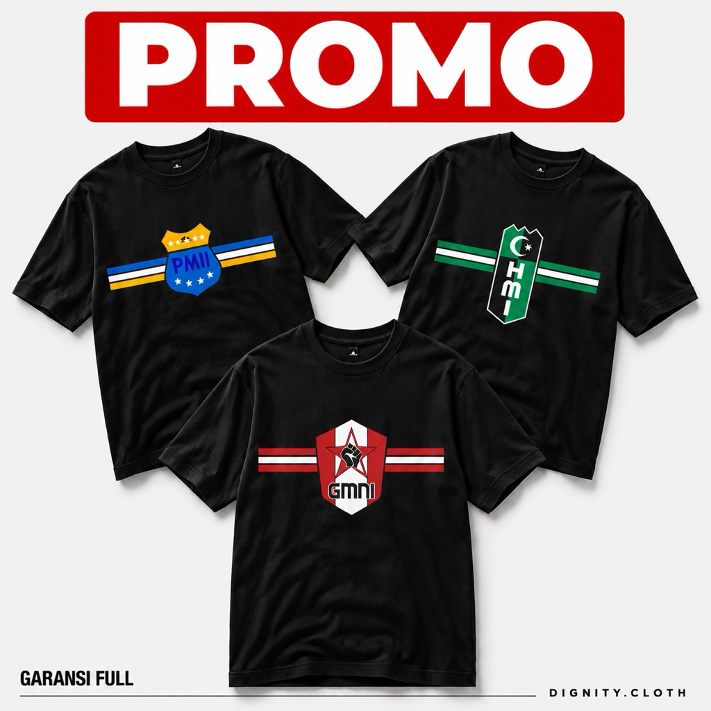 Baju Kaos Distro Unisex PMII, HMI, GMNI Premium Cotton Combed dignity.cloth