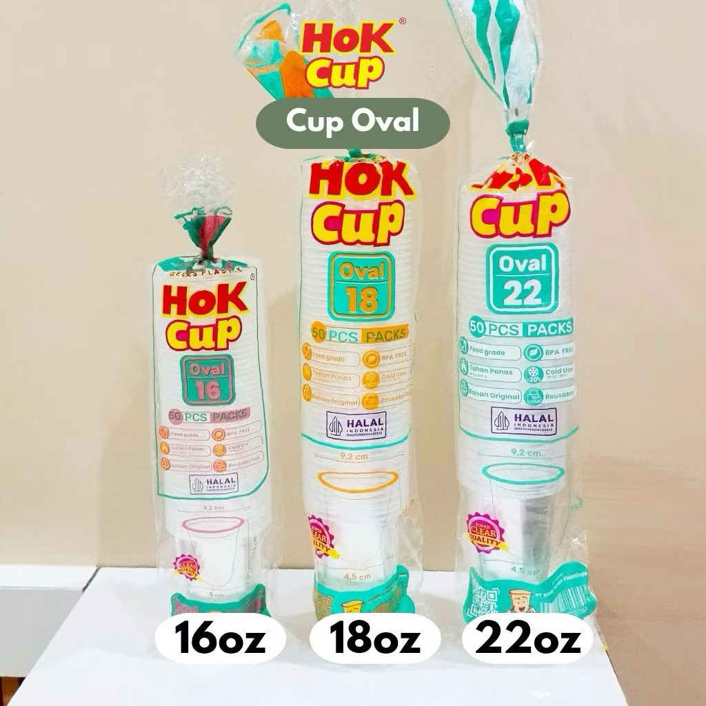 Gelas Plastik Oval U-Cup/ Hok Cup / Hokkaku 12Oz, 14Oz, 16Oz, 18Oz,22Oz/ Gelas Shape Boba Janjijiwa
