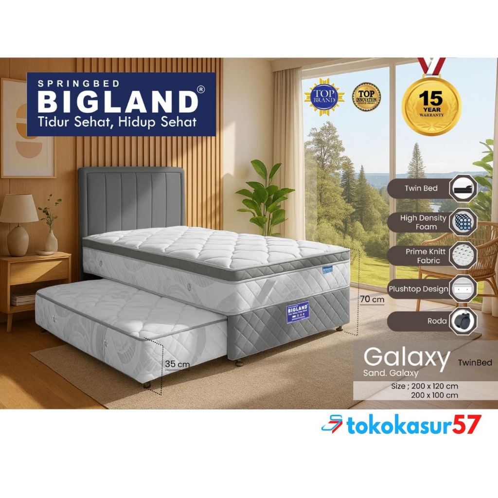Kasur Springbed anak 2in1 Type Galaxy TwinBed by BIGLAND - Full Set