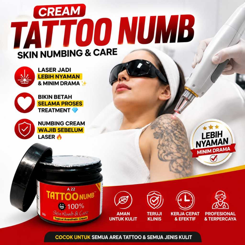 50 Gr Cream Ori Anastesi Formula 100% Untuk Treatment Sulam Alis Bibir Tatto Studio Waxing & Tindik