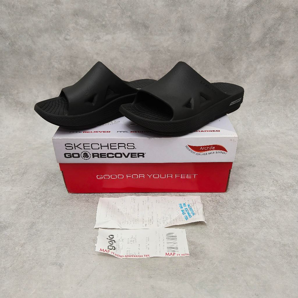 Sandal Skechers GO RECOVER Refresh Men's Sandal - Black original Second Bekas Size 41 | Preloved San