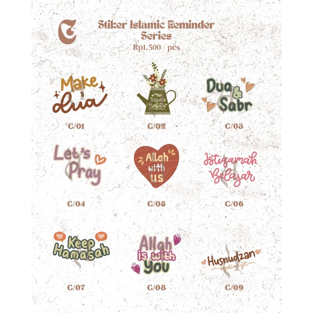 Stiker Islamic Reminder Series Waterproof | Aesthetic Anti Air Premium