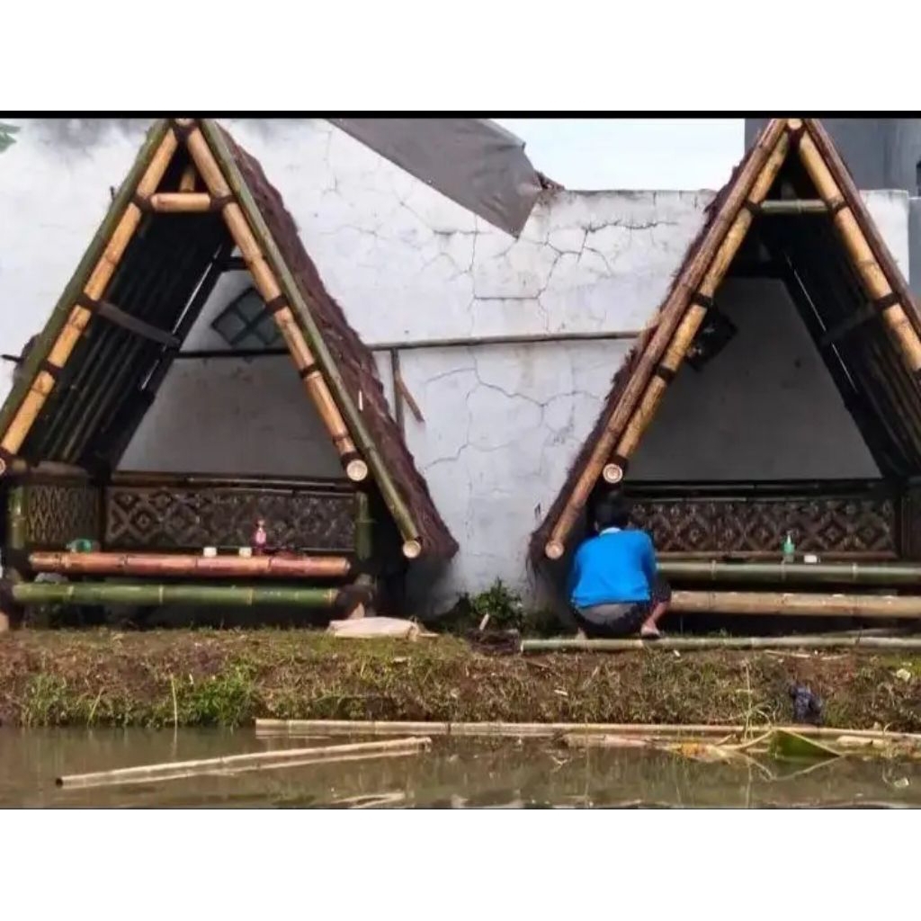 saung bambu gazebo siap huni ukuran.3x2m.3x3m.3x4m.2x2m