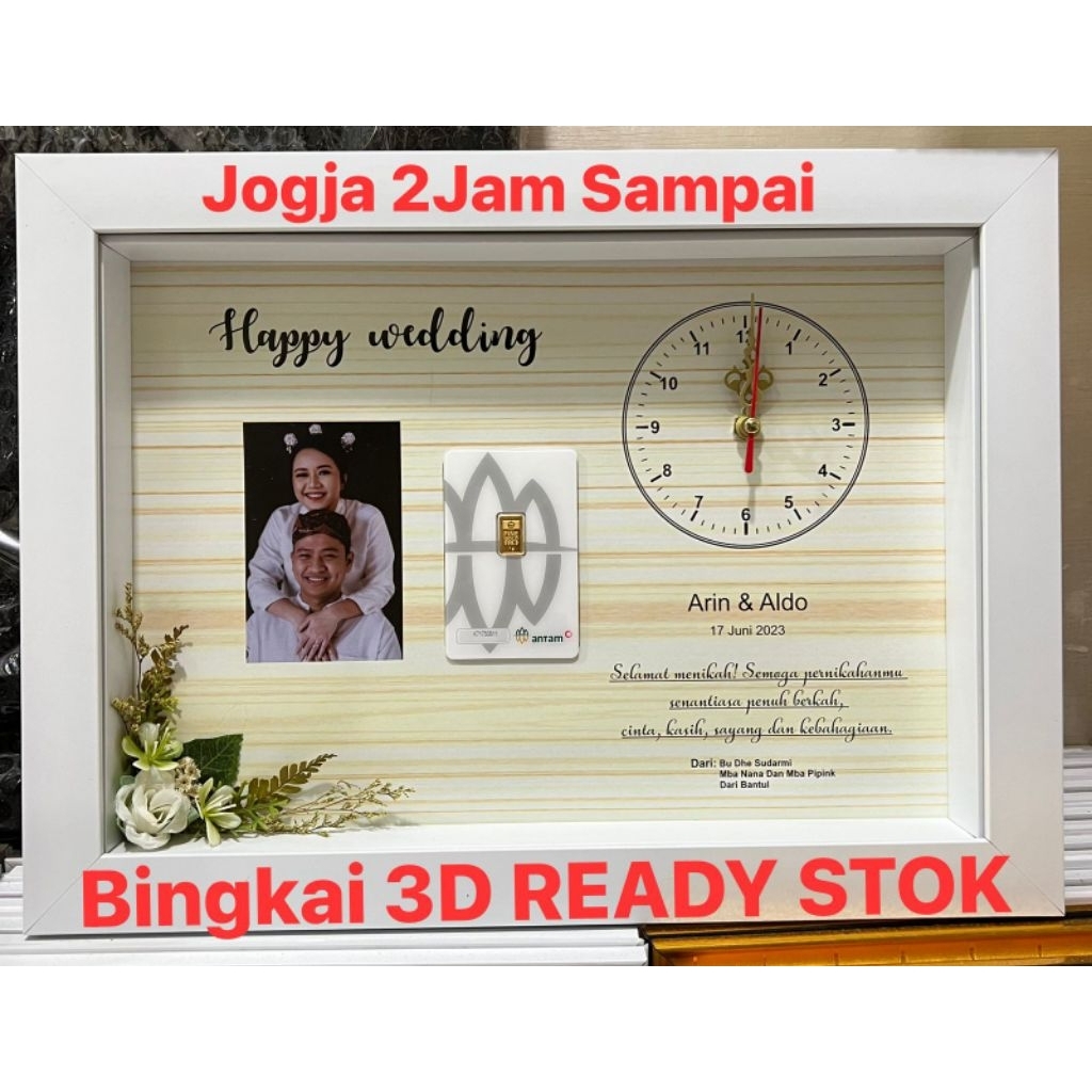 Bingkai 3D pigura popoup kado jam atam mendali mahar