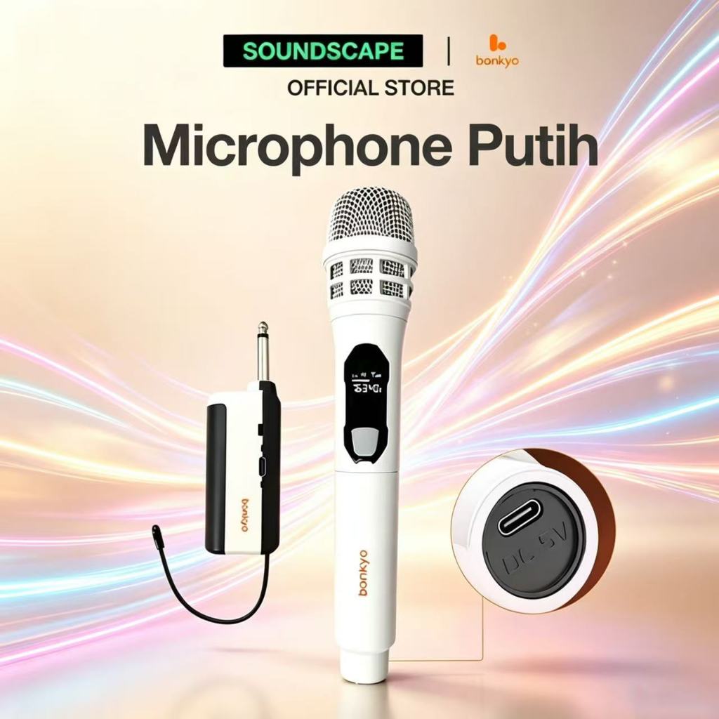 Soundscape bonkyo  COD Wireless Rechargeable Handheld Dynamic Microphone Set, Dual UHF Portable Kara