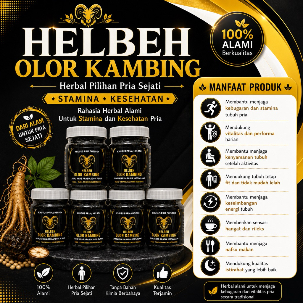 Jamu Helbeh Olor Kambing Rempah Tradisional 100% Alami - Halal (hitam)