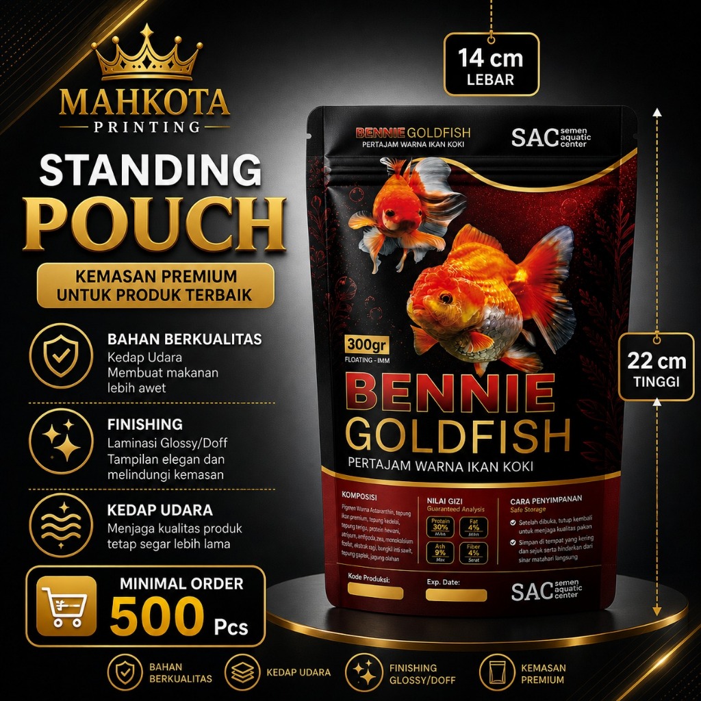Mahkota Kemasan -  Cetak Kemasan Standing Pouch Custom Full Printing Custom ZIplock