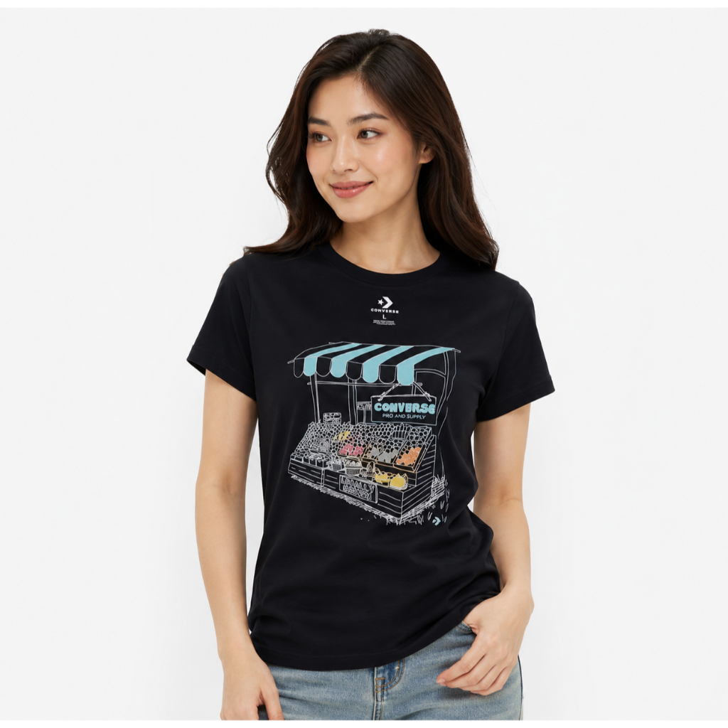 Converse Women Farmer's Market Black Tshirt Original
