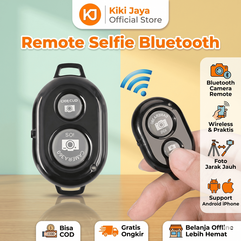 [KIKI] Bluetooth Remote Shutter / Tomsis - Selfie Camera Wireless Control Untuk Kamera HP Smartphone
