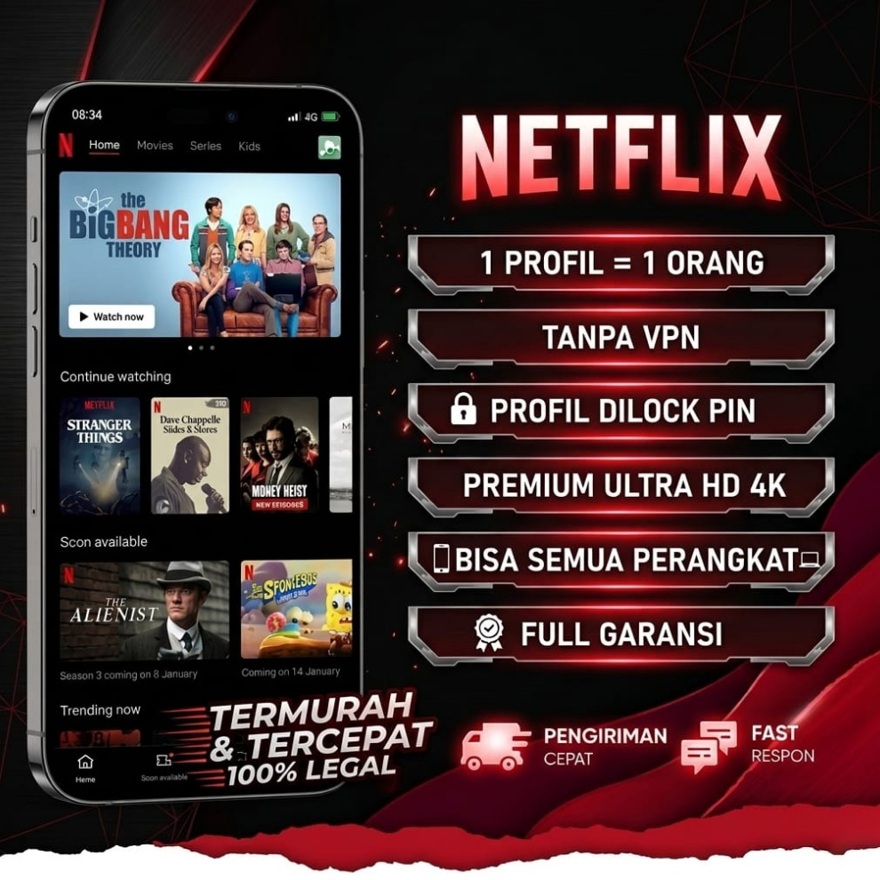 NETFLIX PREMIUM MURAH PRIVATE DAN SEMI PRIVATE 4K ULTRA HD FULL GARANSI ANTI LIMIT SCREEN