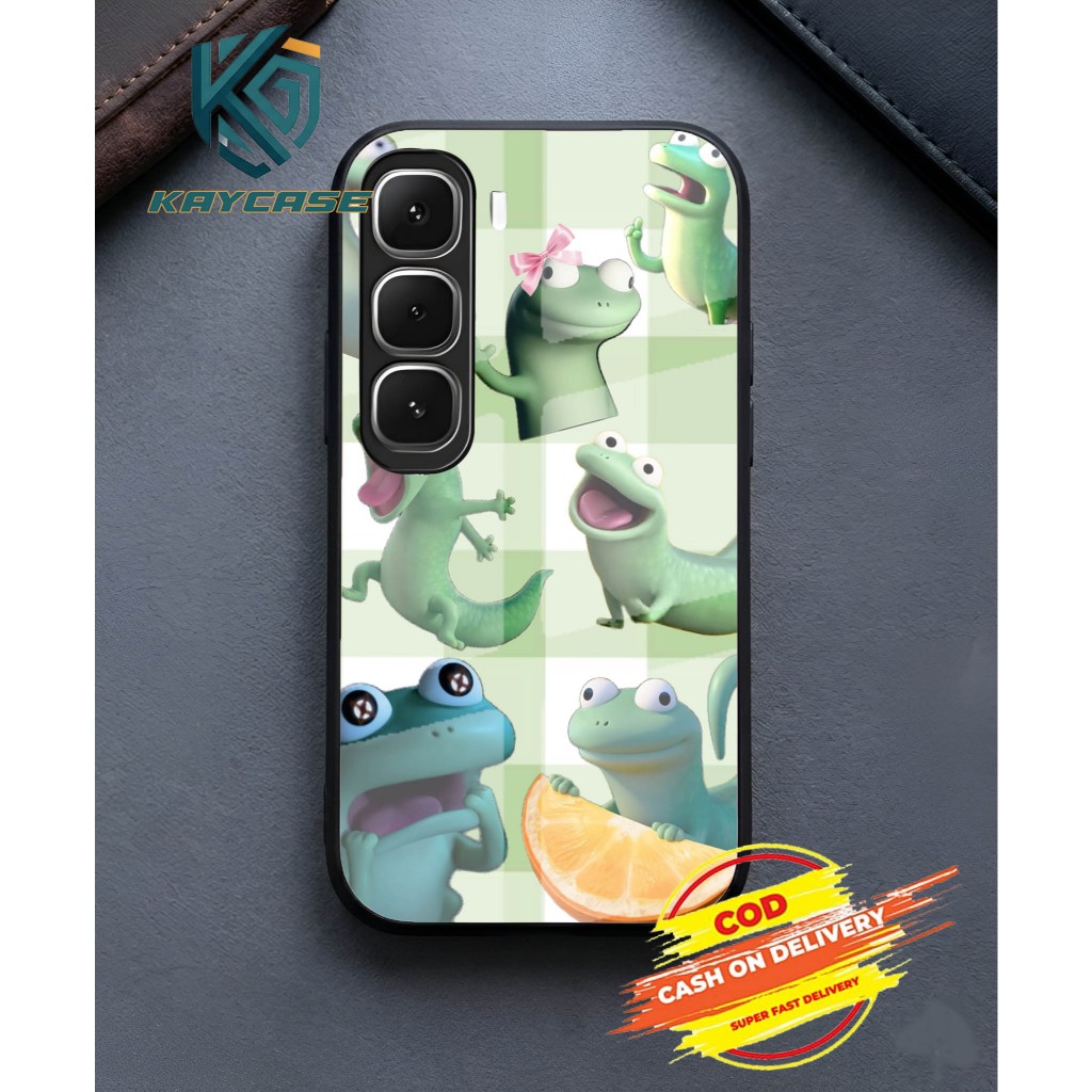 Case HP Glossy  Motif (lizard) Kadal Kartun Lucu Warna Hijau Kuning Desain Unik Kaycase