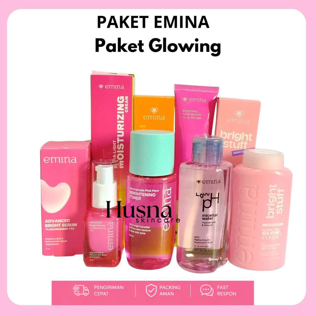 Bisa COD Paket EMINA 1 Paket Series Lengkap / Paket Hemat Emina Bright Stuff Untuk Kulit Normal Menc