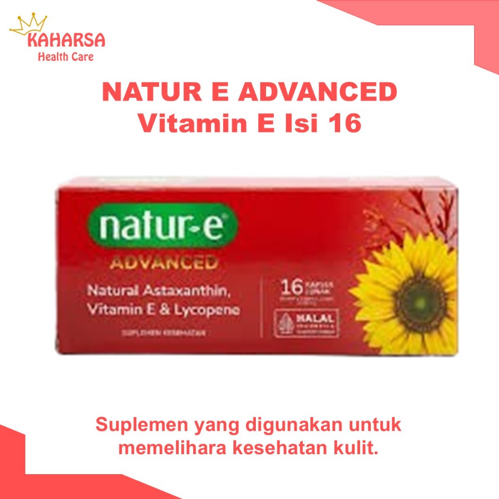 NATUR E ADVANCED Vitamin E Isi 16/Vitamin Kulit/Suplemen Kulit/Suplemen Kecantikan Isi 16 Kapsul