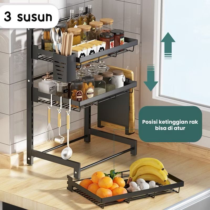 rak dapur rak besi susun rak susun besi ￼Rak Dapur Multi Fungsi Tanpa Instalasi Rak Penyimpanan Rak 