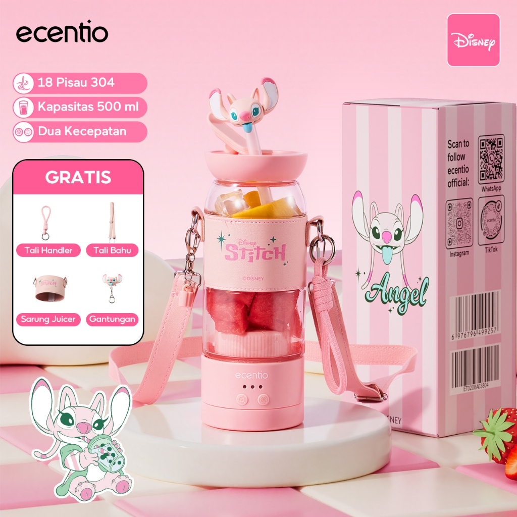 ecentio&Disney blender portable kapsul 500ml juicer buah tanpa ampas 18 Pisau blender Dengan Tali Ba