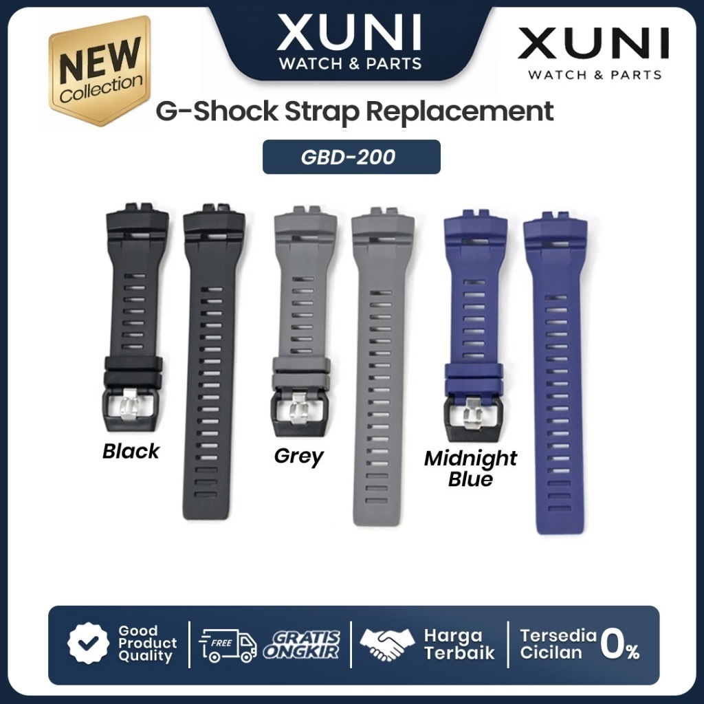 Tali Karet Rubber Strap Jam Tangan Casio G-Shock GShock GBD-200 GBD200 GBD 200 GBD-200-1