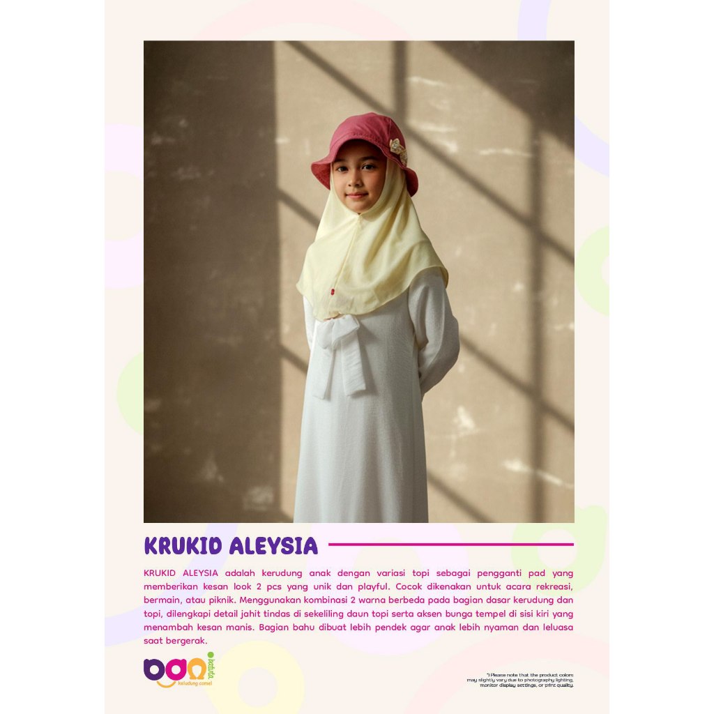 Krukid Aleysia | Kerudung Topi Anak | Kerudung Anak | Kerudung Topi | Kerudung Instan Anak | Kerudun