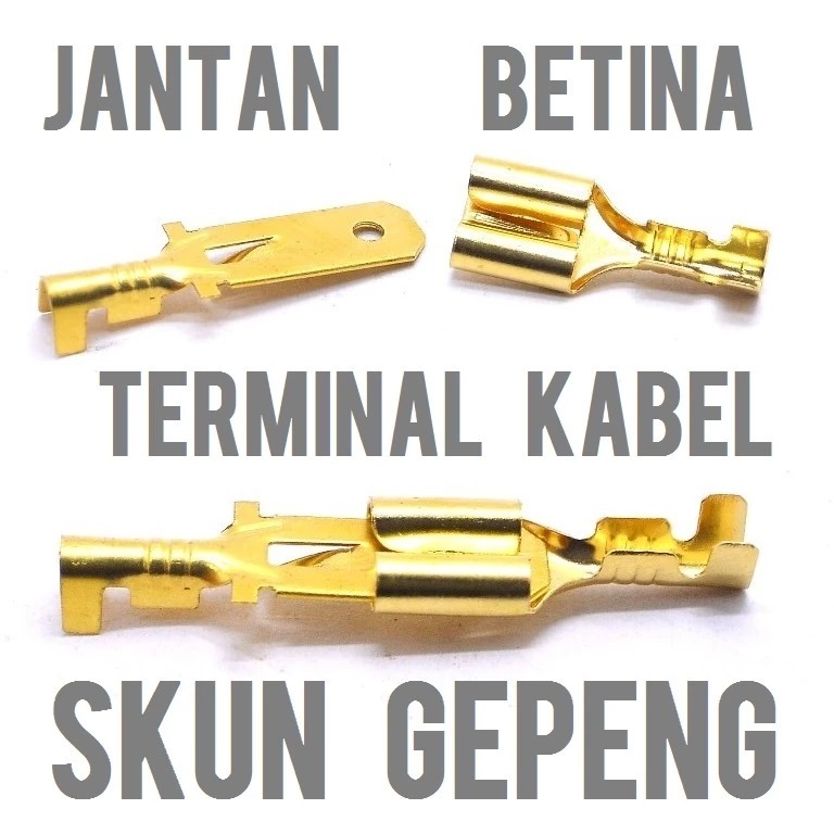 SKUN TERMINAL GEPENG COWOK JANTAN kuningan male cowo laki scun klem kabel soket socket motor