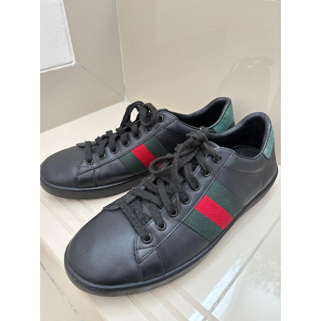 Gucci Ace Leather Shoes Black