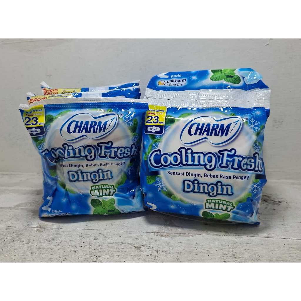 Pembalut Wanita Charm Cooling Fresh Wing 23cm 1 renceng 6 saset isi 2 Pads