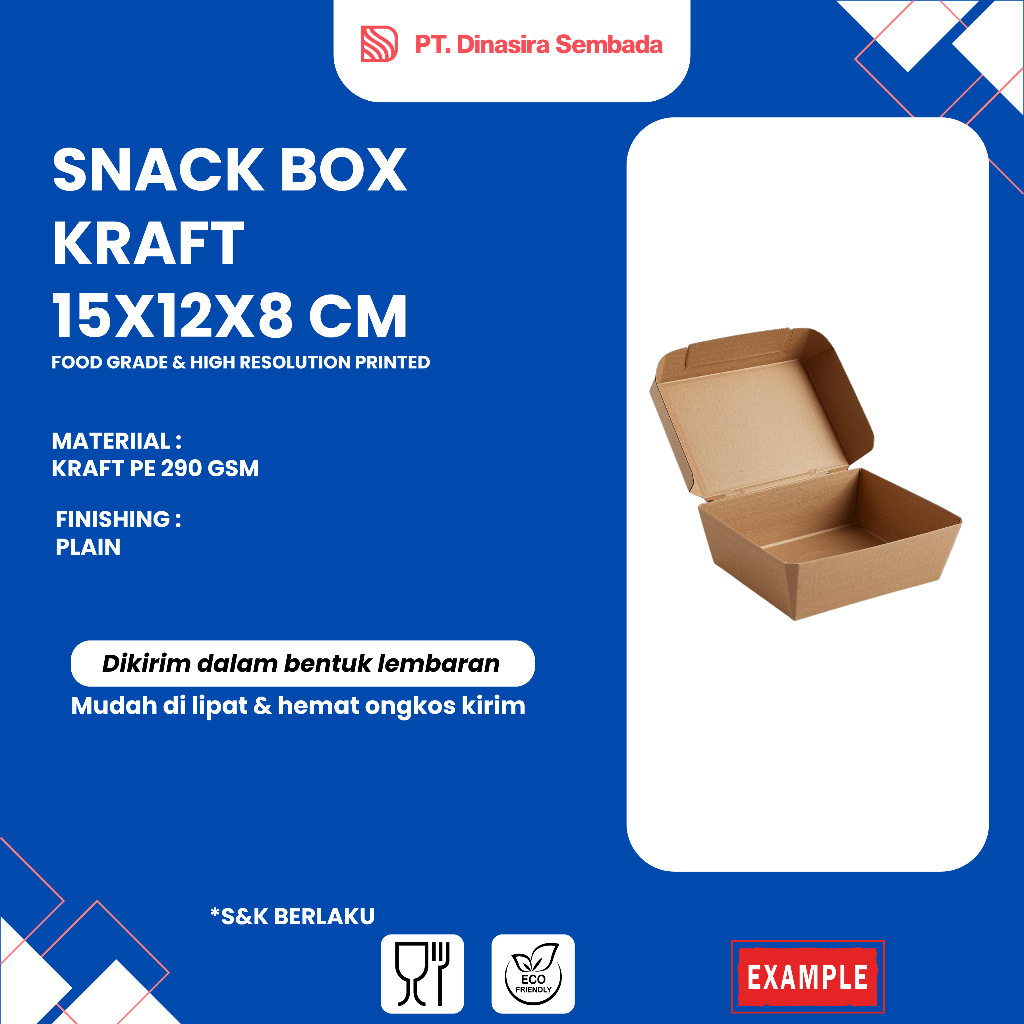 Snack Box Kraft 15x12x8 cm | Plain Kraft Snack Box Batam