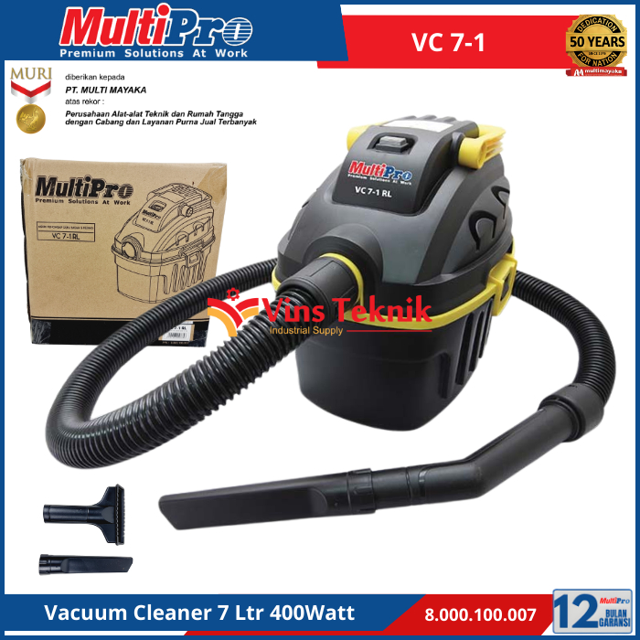 MULTIPRO VC 7-1 RL Mesin Pengisap Debu Vacum Vacuum Cleaner 7Liter VC7-1 400Watt Wet & Dry