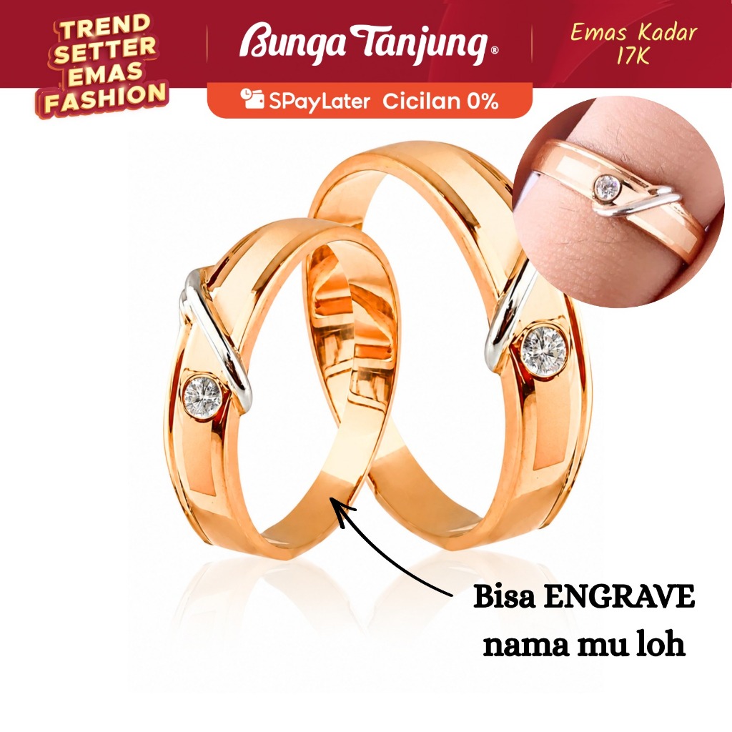 CINCIN NIKAH CHLOE WEDDING RING - EMAS 17K - BUNGA TANJUNG GOLD