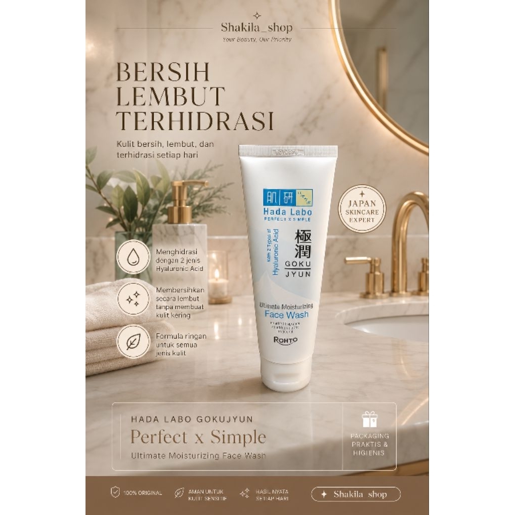 Sabun Wajah Hada Labo Gokujyun 100ml / sabun cuci muka Hada labo Gokujyun 100 ml- Melembabkan, Non-I