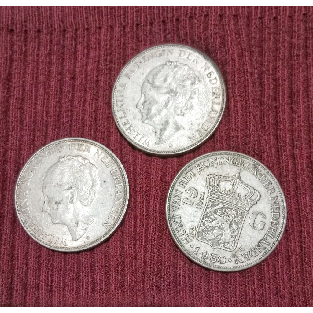 koin kuno 2½ gulden wilhelmina asli original