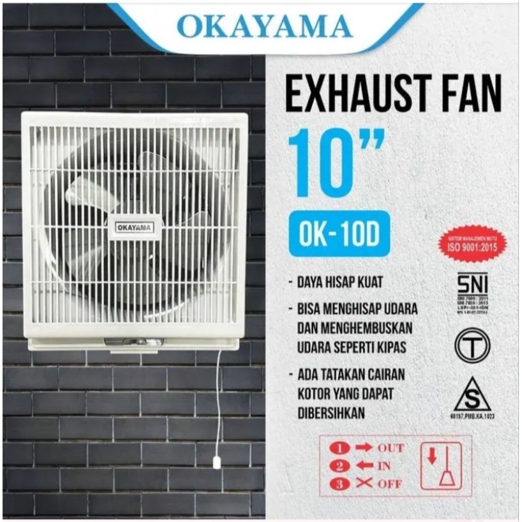 exhaust fan dinding 10" Okayama/penyedot hawa panas 10" okayama