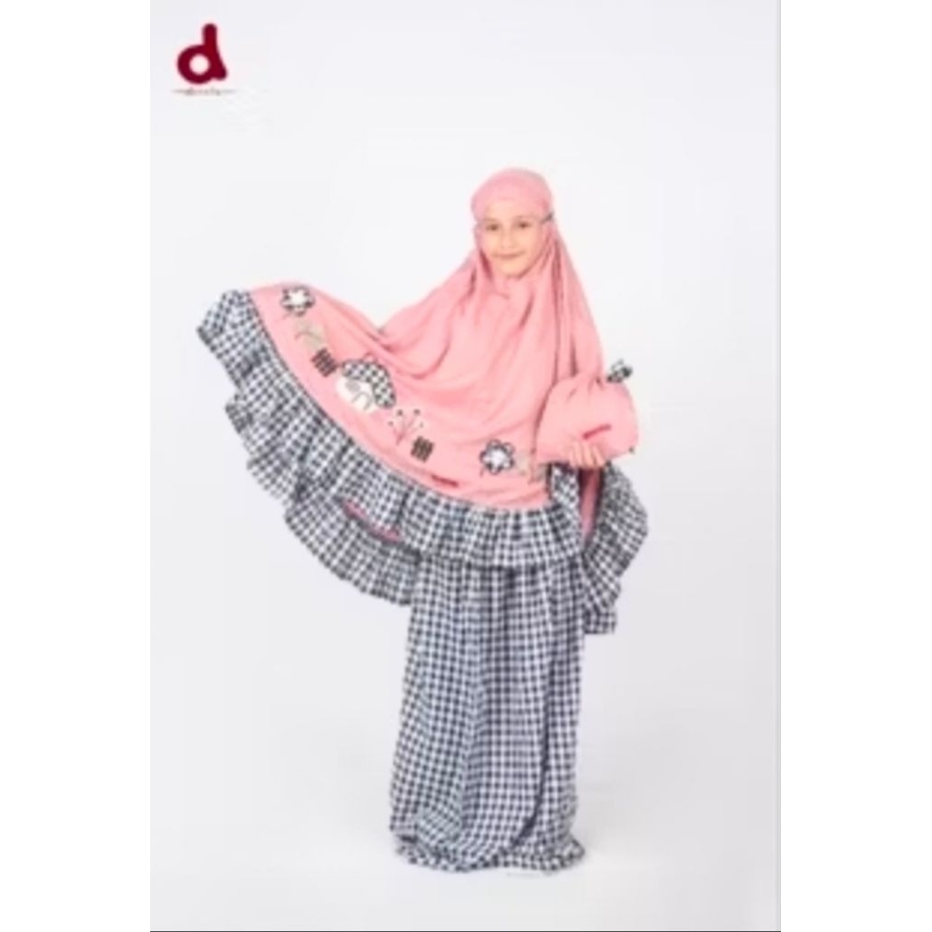 mukenah anak dannis,Garden,UK.S,warna dusty pink,terbaru,Note : tny stock dulu sblm co
