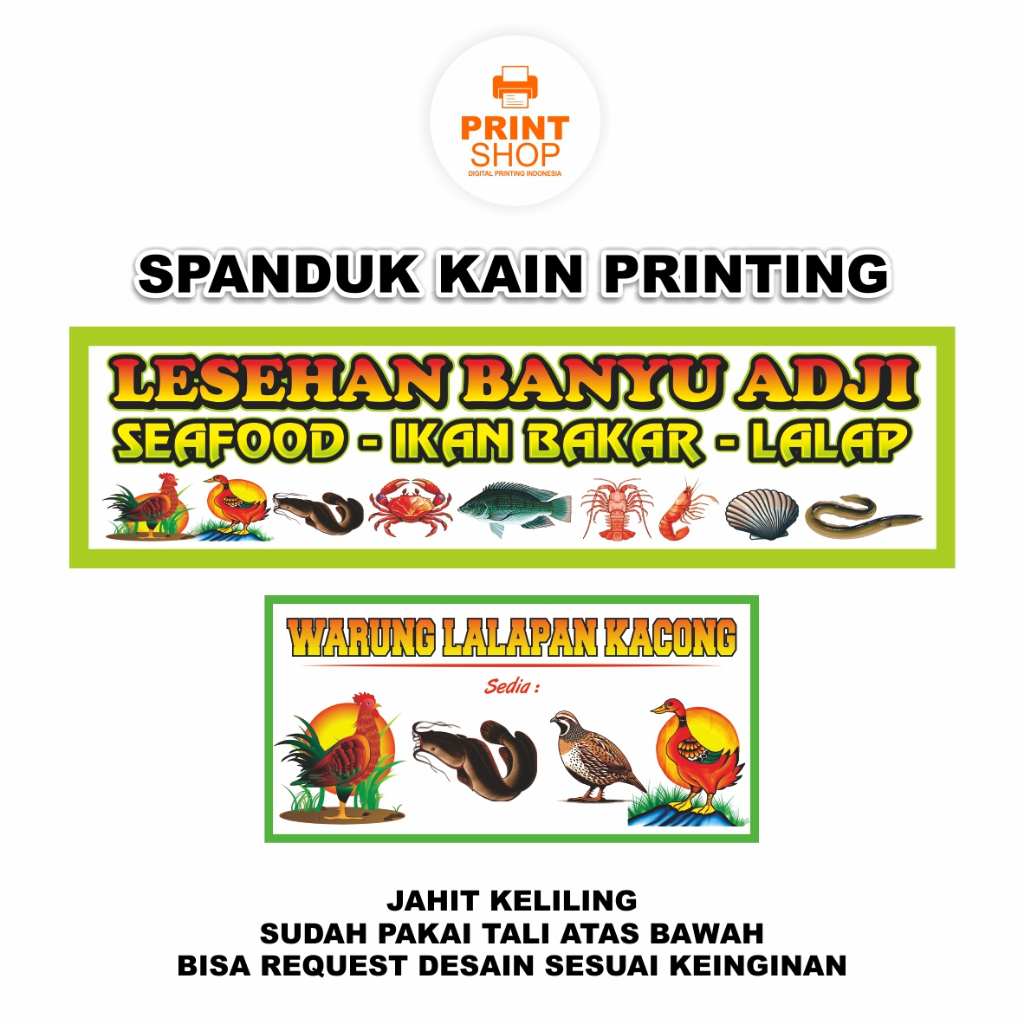 Spanduk Kain Silky Lembut dan Tahan Lama untuk Pecel Lele, Soto, dan Seafood
