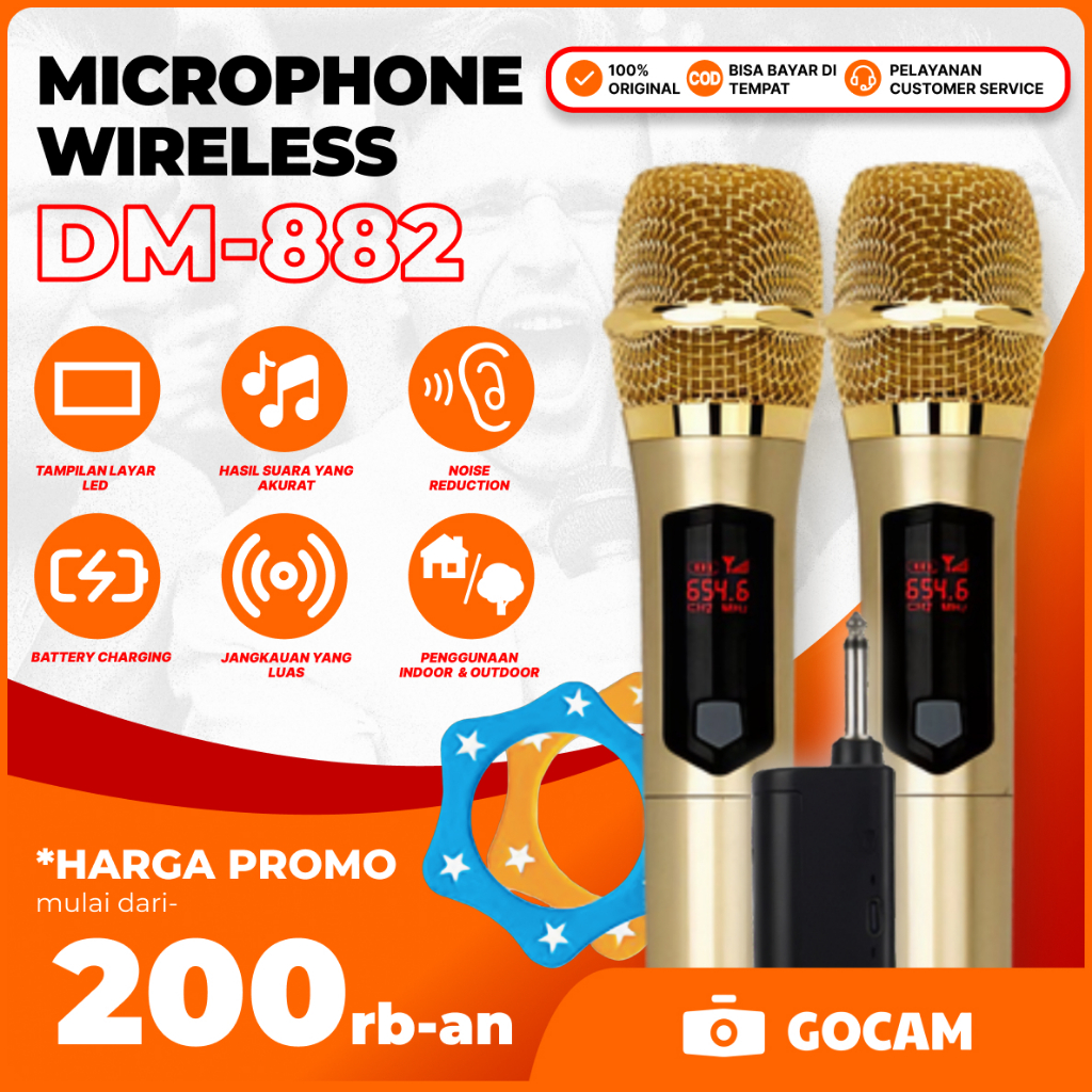 GOCAM Professional Microphone DM-882 Mikrofon Wireless Audio Gold Edition