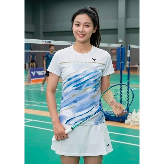 Jersey Badminton Design V22089A Baju Badminton Victory White 2023
