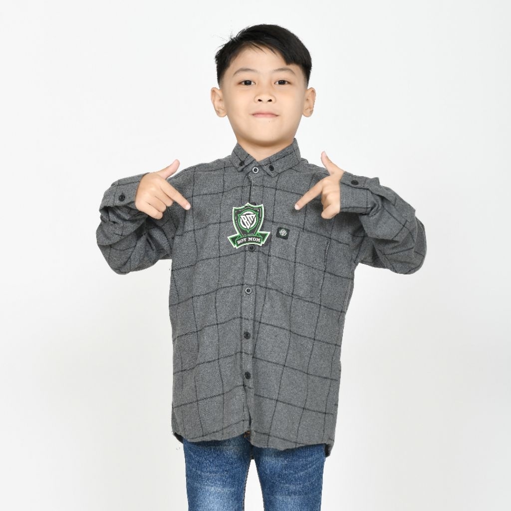 ABU GARIS 1 HITAM ANAK KEMEJA FLANEL ANAK MOTIF ABU GARIS 1 HITAM