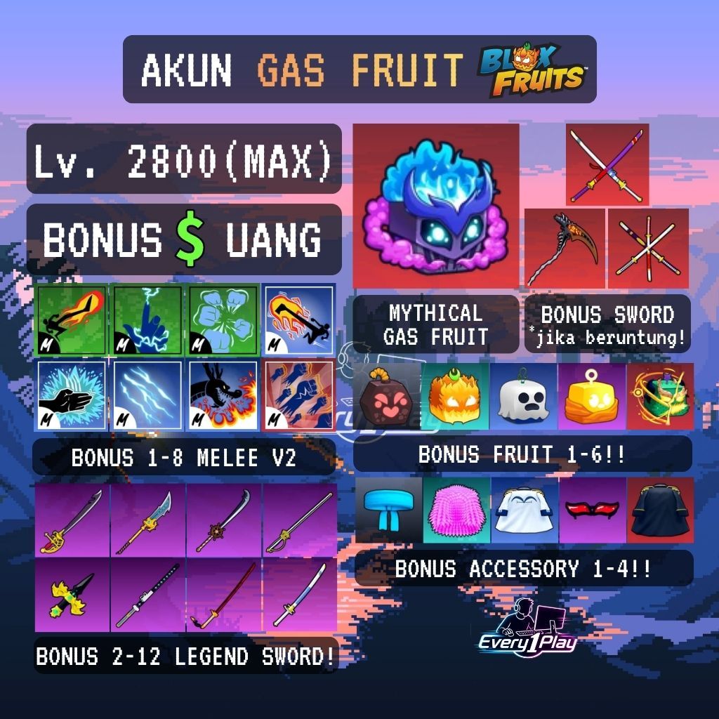 Akun Blox Fruit GAS Level Max - Akun Blox Fruit Roblox