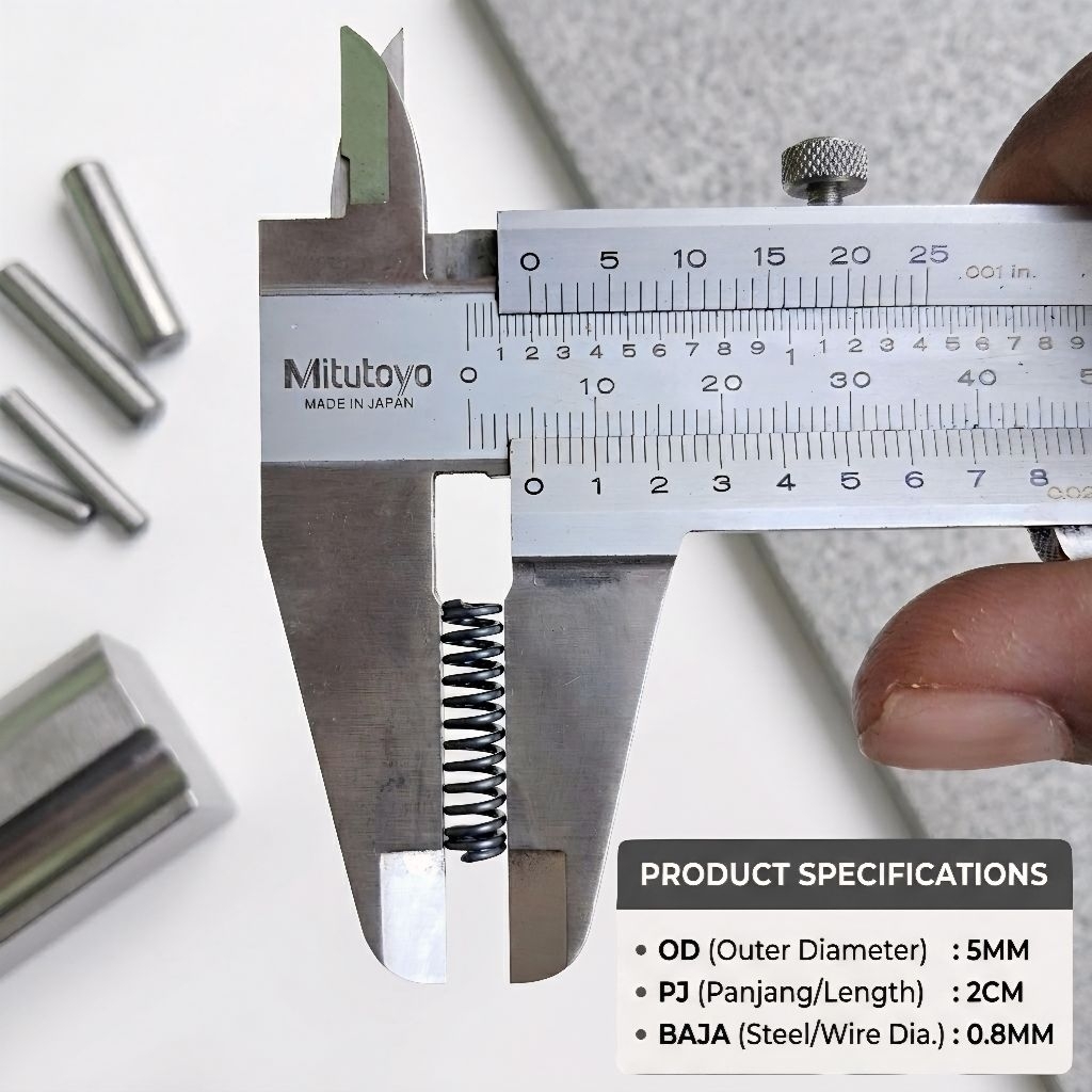 Per pegas Tekan OD 5mm Pj 2cm Baja 0.8mm