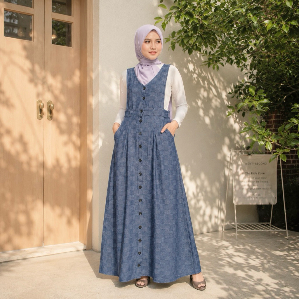 Arnis Helena Jeans Washed Gamis Jumpsuit Overall