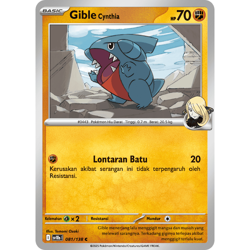 Gible Cynthia C sv10s Kehadiran Juara Pokemon TCG Indonesia
