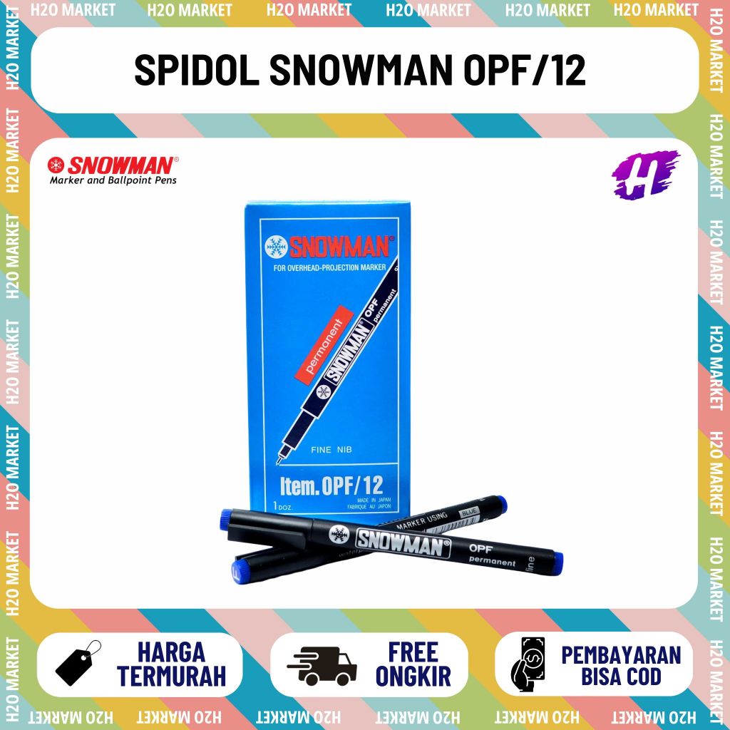 [H2O] 1 PCS SPIDOL OHP 1F HITAM SNOWMAN / OPF DRAWING PEN MARKER / SPIDOL PERMANENT