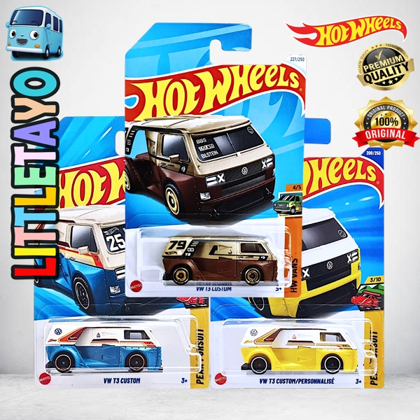 Hot Wheels Volkswagen VW T3 Custom Coklat Putih Biru Kuning Diecast Mobil Van